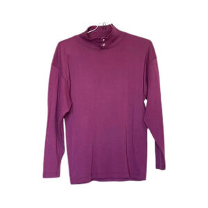 Vintage Outback Red Burgundy Long Sleeve Mock Neck Shirt Cotton Blend Women’s S